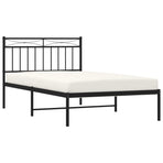 Metal Bed Frame without Mattress with Headboard Black 107x203 cm King Single
