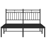 Metal Bed Frame without Mattress with Headboard Black 135x190 cm