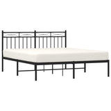 Metal Bed Frame without Mattress with Headboard Black 150x200 cm - Top-Down View