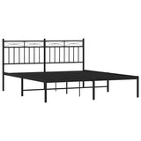 Metal Bed Frame without Mattress with Headboard Black 150x200 cm - 45-Degree Angle