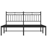 Metal Bed Frame without Mattress with Headboard Black 150x200 cm