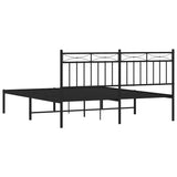 Metal Bed Frame without Mattress with Headboard Black 150x200 cm - Low Angle