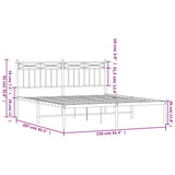 Metal Bed Frame without Mattress with Headboard Black 150x200 cm - Extra Image