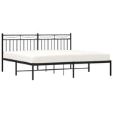 Metal Bed Frame without Mattress with Headboard Black 183x203 cm King - Side View
