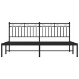 Metal Bed Frame without Mattress with Headboard Black 183x203 cm King - 45-Degree Angle