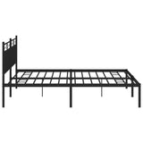 Metal Bed Frame without Mattress with Headboard Black 183x203 cm King - Rear View
