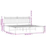 Metal Bed Frame without Mattress with Headboard Black 183x203 cm King - Extra Image
