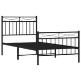 Metal Bed Frame without Mattress with Footboard Black 90x190 cm - Top-Down View