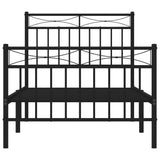 Metal Bed Frame without Mattress with Footboard Black 90x190 cm - 45-Degree Angle