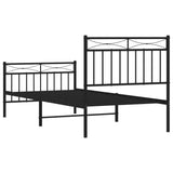Metal Bed Frame without Mattress with Footboard Black 90x190 cm - Close-Up Angle