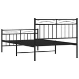 Metal Bed Frame without Mattress with Footboard Black 107x203 cm King Single - Close-Up Angle