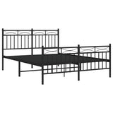 Metal Bed Frame without Mattress with Footboard Black 135x190 cm