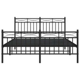 Metal Bed Frame without Mattress with Footboard Black 135x190 cm