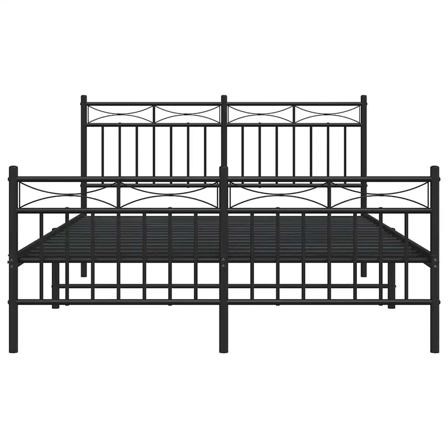 Metal Bed Frame without Mattress with Footboard Black 135x190 cm