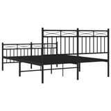 Metal Bed Frame without Mattress with Footboard Black 135x190 cm