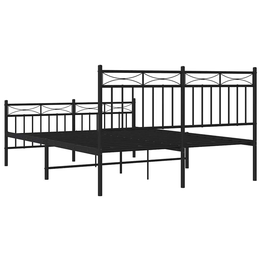 Metal Bed Frame without Mattress with Footboard Black 135x190 cm