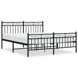 Metal Bed Frame without Mattress with Footboard Black 150x200 cm - Front View