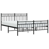Metal Bed Frame without Mattress with Footboard Black 150x200 cm - Top-Down View