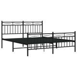 Metal Bed Frame without Mattress with Footboard Black 150x200 cm