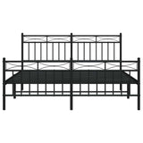 Metal Bed Frame without Mattress with Footboard Black 150x200 cm - Rear View