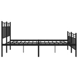 Metal Bed Frame without Mattress with Footboard Black 150x200 cm - Close-Up Angle