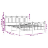 Metal Bed Frame without Mattress with Footboard Black 150x200 cm - Extra Image