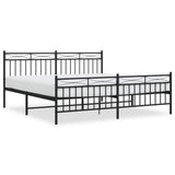 Metal Bed Frame without Mattress with Footboard Black 183x203 cm King - Front View
