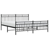 Metal Bed Frame without Mattress with Footboard Black 183x203 cm King - Side View