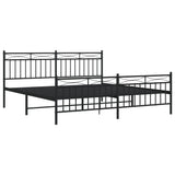 Metal Bed Frame without Mattress with Footboard Black 183x203 cm King - Top-Down View