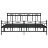 Metal Bed Frame without Mattress with Footboard Black 183x203 cm King