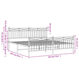 Metal Bed Frame without Mattress with Footboard Black 183x203 cm King - Extra Image