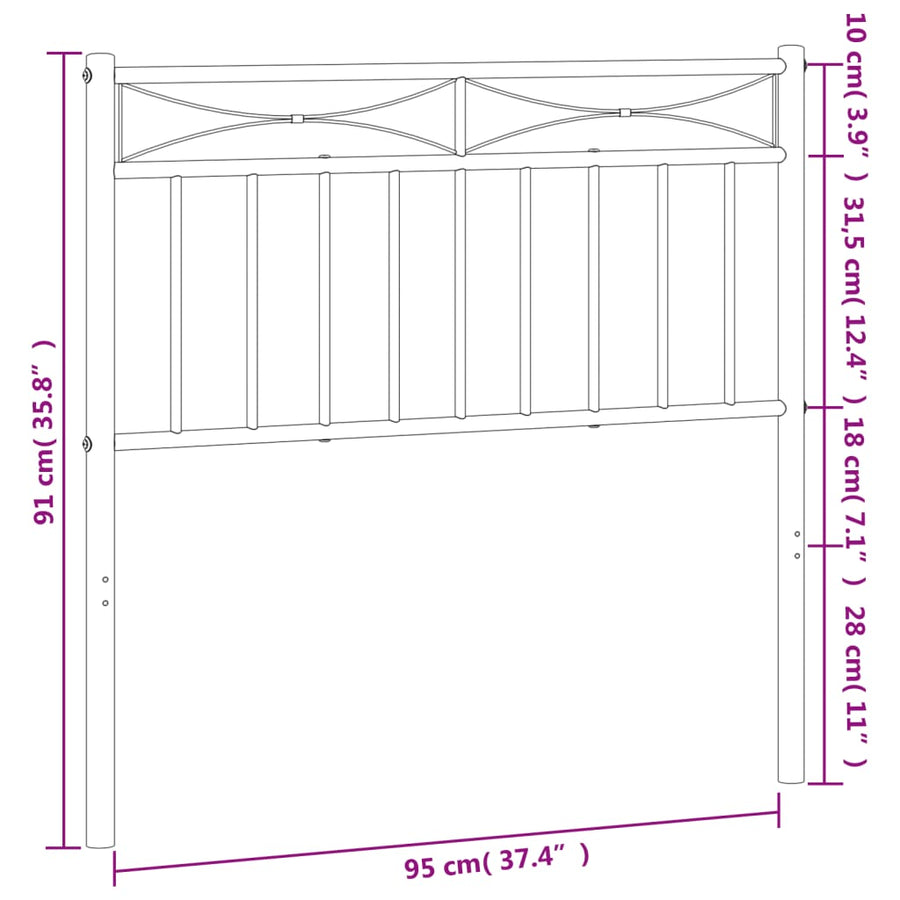 Metal Replace Headboard Black 90 cm