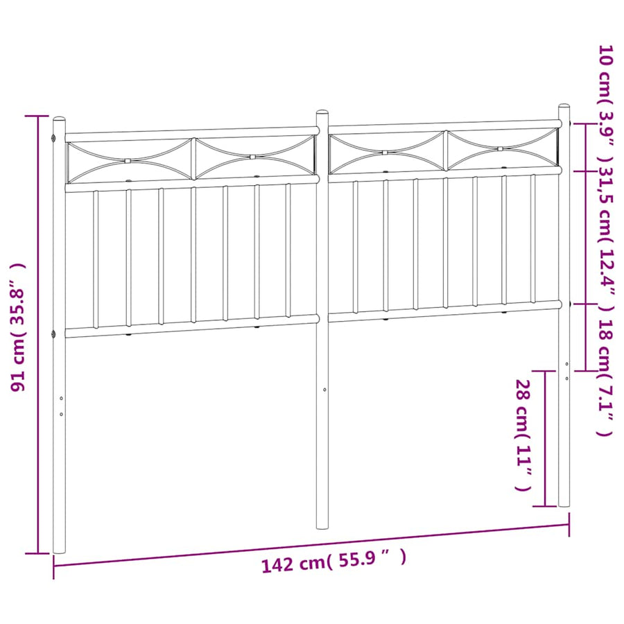 Metal Replace Headboard Black 135 cm
