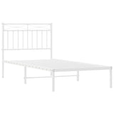 Metal Bed Frame without Mattress with Headboard White 90x190 cm - Top-Down View