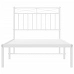 Metal Bed Frame without Mattress with Headboard White 90x190 cm