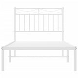 Metal Bed Frame without Mattress with Headboard White 90x190 cm - 45-Degree Angle