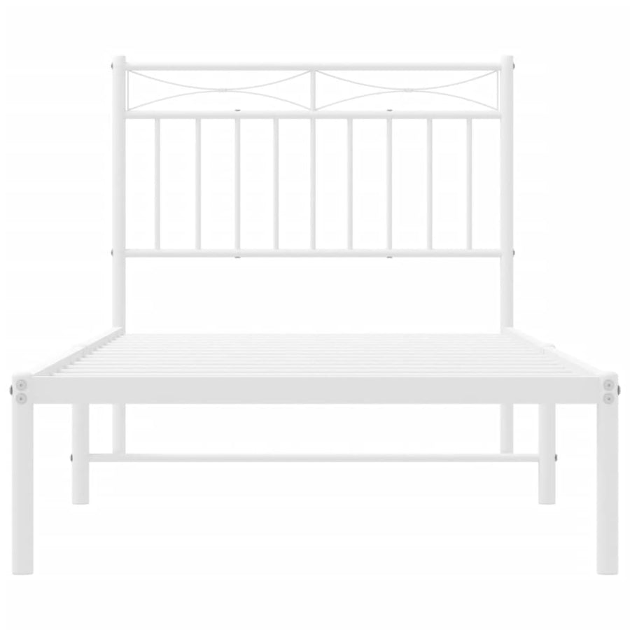 Metal Bed Frame without Mattress with Headboard White 90x190 cm