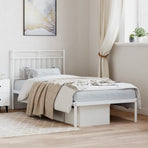 Metal Bed Frame without Mattress with Headboard White 90x190 cm