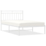 Metal Bed Frame without Mattress with Headboard White 107x203 cm King Single