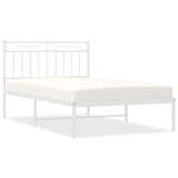 Metal Bed Frame without Mattress with Headboard White 107x203 cm King Single - Front View