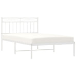 Metal Bed Frame without Mattress with Headboard White 107x203 cm King Single