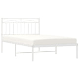 Metal Bed Frame without Mattress with Headboard White 107x203 cm King Single - Side View