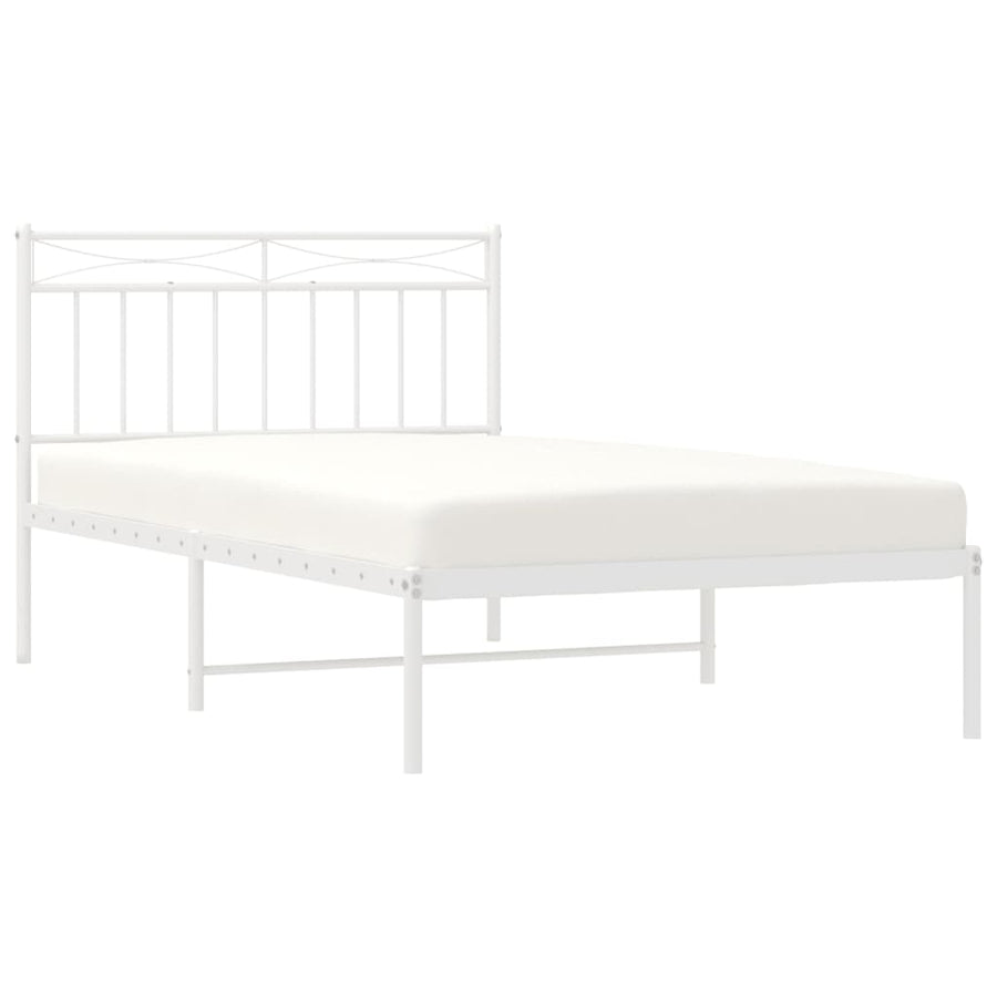 Metal Bed Frame without Mattress with Headboard White 107x203 cm King Single