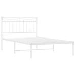 Metal Bed Frame without Mattress with Headboard White 107x203 cm King Single