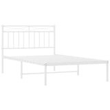 Metal Bed Frame without Mattress with Headboard White 107x203 cm King Single - Top-Down View