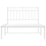 Metal Bed Frame without Mattress with Headboard White 107x203 cm King Single