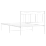 Metal Bed Frame without Mattress with Headboard White 107x203 cm King Single - Close-Up Angle