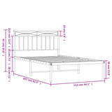 Metal Bed Frame without Mattress with Headboard White 107x203 cm King Single - Extra Image