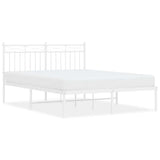 Metal Bed Frame without Mattress with Headboard White 135x190 cm - Front View