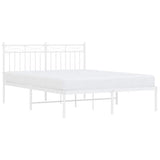 Metal Bed Frame without Mattress with Headboard White 135x190 cm - Top-Down View
